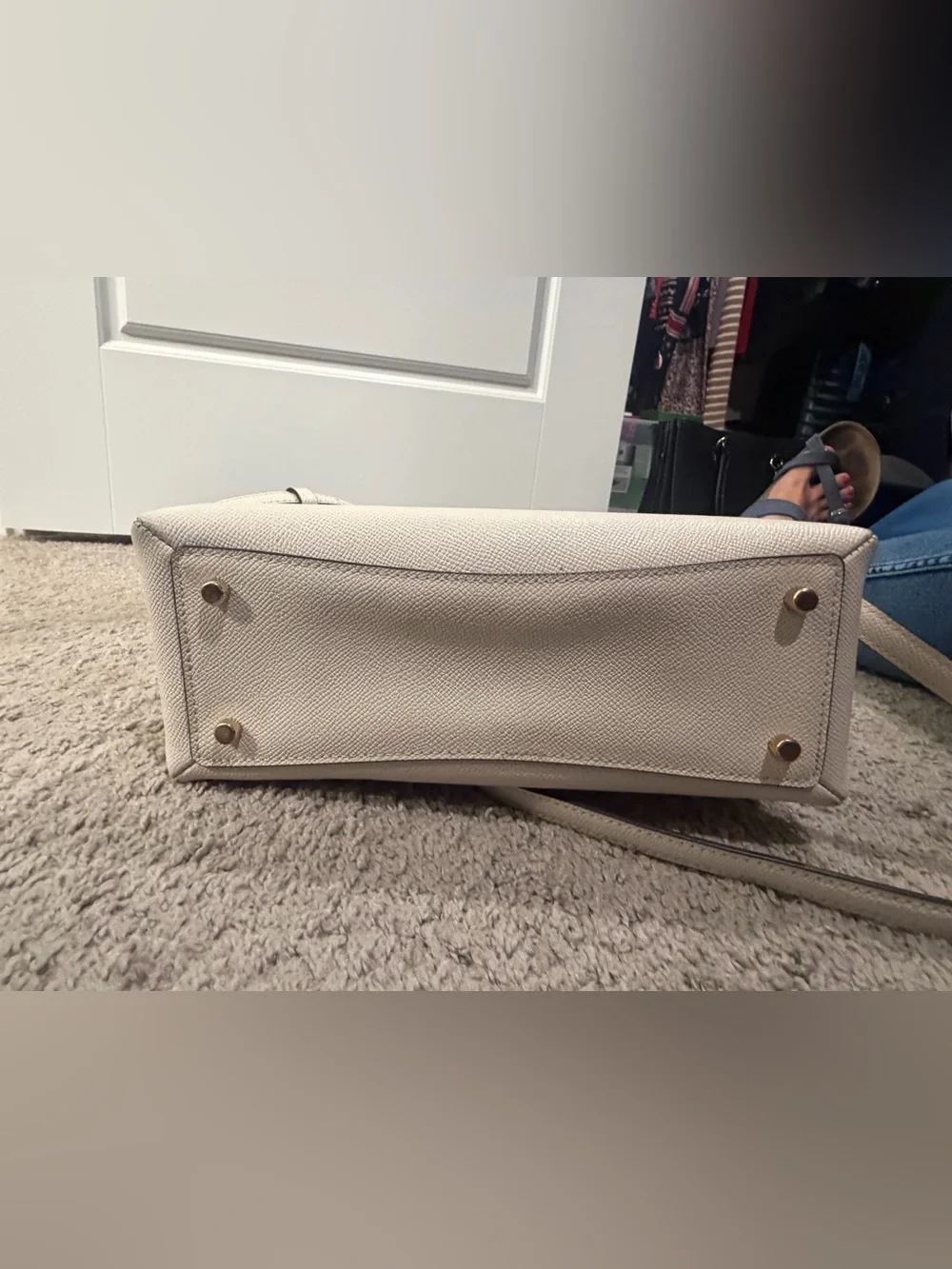 Coach White Leather Satchel with Gold Hardware